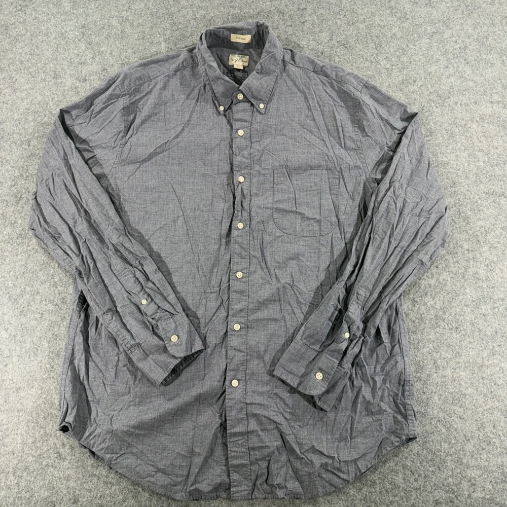J.Crew Secret Wash Shirt Mens Large Blue Organic Cotton Classic Fit Button Down